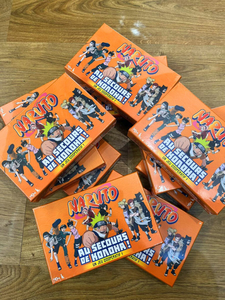 boîtes du jeu de société coopératif Naruto Au secours de Konoha, créé par Kaedama et édité par 404 éditions