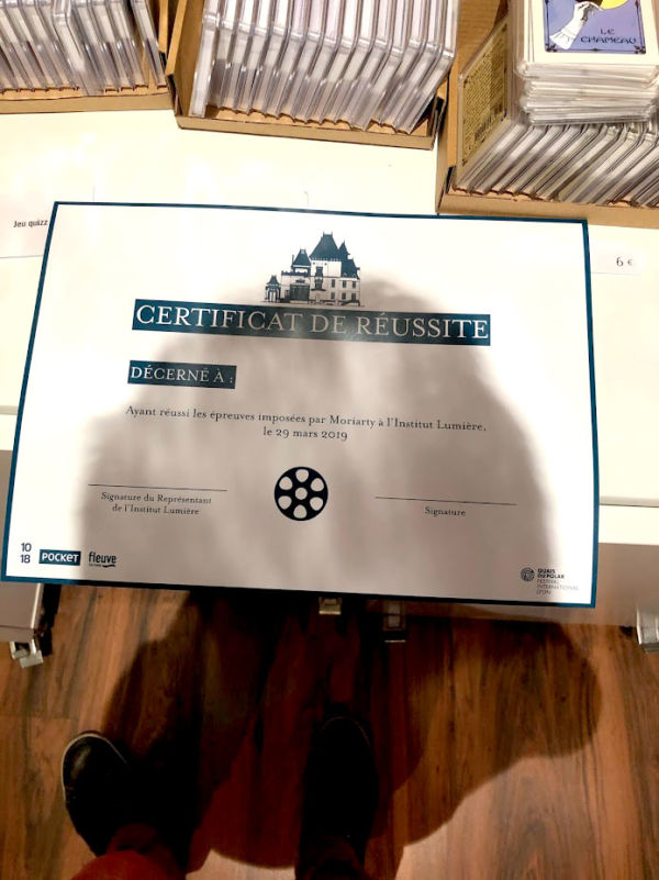 Jeu d'enquête géant organisé à l'Institut Lumière de Lyon, dans le cadre du Festival Quai du polar, pour les éditions Pocket, 10/18 et Fleuve noir.