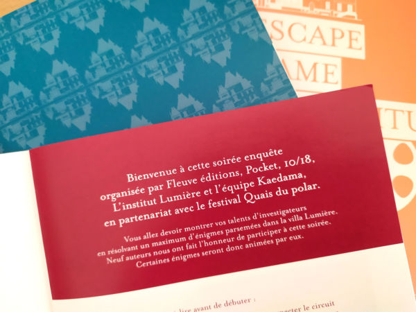 Livrets des joueurs réalisés pour le jeu d'enquête géant organisé à l'Institut Lumière de Lyon, dans le cadre du Festival Quai du polar, pour les éditions Pocket, 10/18 et Fleuve noir.